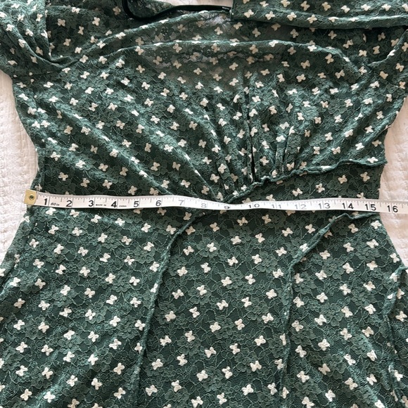 FREE PEOPLE SHEER DELIGHT MINI DRESS IN GREEN - Picture 8 of 9